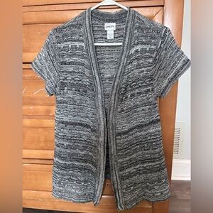 Chico's Black and Gray Knit Cardigan